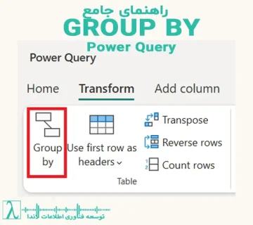 Power Query Group By گروه‌بندی در Power BI خلاصه‌سازی داده AdventureWorksDW Query Folding جدول تجمیعی BI تخصصی M Language Dataflows