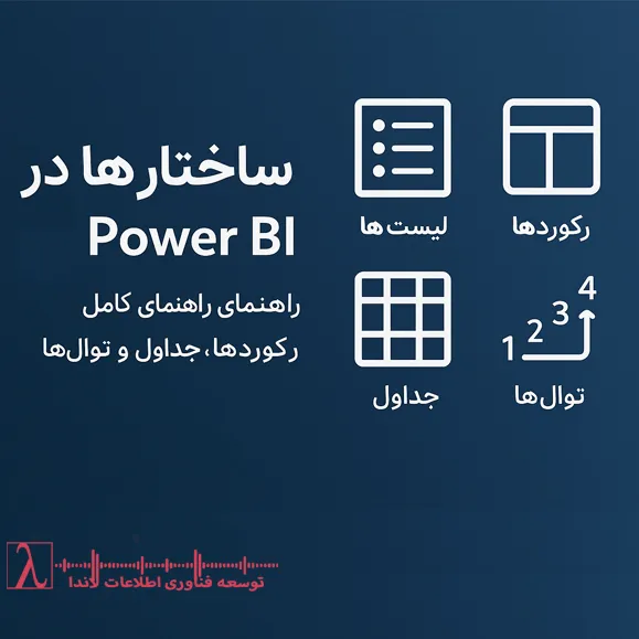لیست‌ها در Power Query رکورد در M جدول در Power BI توالی در Power Query آموزش M Language تمرکز داده در Power BI ساختار داده در Power Query راهنمای Power BI به فارسی