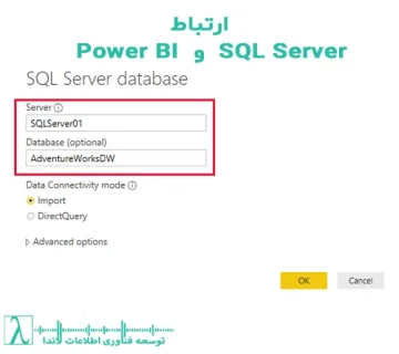 اتصال Power BI به SQL Server, دیتابیس سازمانی و Power BI, اتصال دیتابیس به پاور بی آی, Power BI SQL connection, هوش تجاری دیتابیس, گزارشگیری SQL Server در BI, SQL Servre,PBI