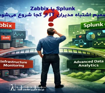 Splunk vs Zabbix, انتخاب ابزار مانیتورینگ, استراتژی IT Monitoring, Observability, مشاوره زیرساخت IT, تحلیل لاگ, مانیتورینگ سرور