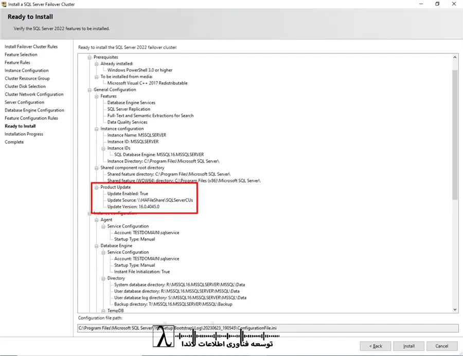 نصب SQL Server 2022, SQL Server 2022 installation, Failover Cluster, Windows Server 2022 WSFC, نصب FCI, SQL Server 2022 FCI, پیکربندی TempDB, TempDB configuration, MaxDOP و Memory, MaxDOP and Memory settings, بهروزرسانی Slipstreamed, Slipstreamed updates, پایگاه داده خوشهای, Clustered Database, Windows Server 2022 Cluster, SQL Server HA, SQL Server Instance, Instance configuration, Azure PAYG SQL Server, استفاده PAYG SQL Server, لاندا, SQL Server 2022 FCI, SQL Server High Availability, SQL Server 2022 High Availability, Windows Server Failover Clustering, SQL Server Cluster Installation, lambda, landa, لامبدا, SQL Server Always On و FCI, خدمات لاندا, Shared Storage در SQL Server Cluster, نصب Failover Cluster SQL Server, راهاندازی WSFC در SQL Server, نصب SQL Server روی Windows Server 2022, پیکربندی SQL Server Failover Cluster, آموزش نصب SQL Server Cluster, راهاندازی SQL Server FCI, پیکربندی WSFC برای SQL Server, نصب SQL Server 2022 روی WSFC, لاندا مجری فناوری اطلاعات, لاندا مشاور فناوری اطلاعات, شرکت توسعه فناوری اطلاعات, شرکت توسعه فناوری اطلاعات لاندا, شرکت فناوری اطلاعات, شرکت فناوری اطلاعات لاندا