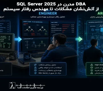 SQL Server 2025, DBA مدرن, Performance Tuning, Plan Regression, Query Store, Parameter Sniffing, Statistics, Cardinality Estimation, TempDB, Always On, Data Skew, Intelligent Query Processing, بحران عملکرد, عیب یابی SQL, مهندسی رفتار سیستم, Root Cause Analysis, Automatic Tuning, Modern DBA, Statistics Maintenance, TempDB Contention, Always On Availability Groups, SQL Server Performance, Execution Plan, Adaptive Query Processing