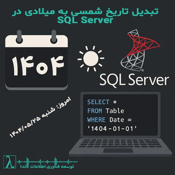 تبدیل تاریخ شمسی به میلادی در SQL Server, تاریخ میلادی به شمسی در SQL Server, فانکشن تاریخ شمسی SQL, Persian Date in SQL Server, تبدیل تاریخ فارسی در دیتابیس, آموزش SQL Server تاریخ شمسی, تاریخ شمسی در Power BI