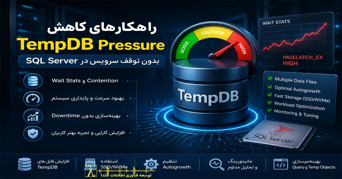 Tempdb, tempdb contention, tempdb pressure, sql server tempdb, tempdb optimization, tempdb tuning, tempdb performance, کاهش فشار tempdb, آنالیز tempdb, tempdb mitigation, tempdb best practices, sql performance tuning, بهینه سازی tempdb, مدیریت tempdb, wait stats tempdb, tempdb file configuration, tempdb autogrowth, tempdb monitoring