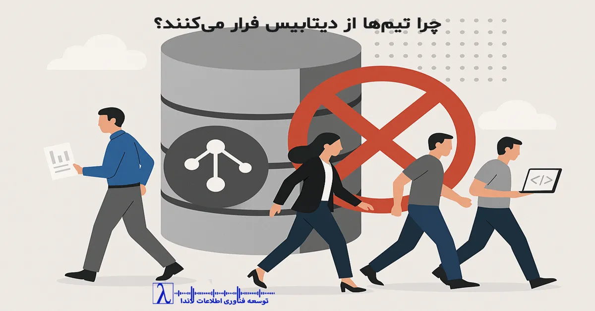 فرار از دیتابیس، دیتابیس سازمانی، چالش SQL در سازمان، تعامل تیم‌ها با داده، فرهنگ داده، معماری دیتابیس سازمانی، مشاوره دیتابیس، مشاوره SQL، تصمیم‌سازی داده‌محور، مشکلات دیتابیس در سازمان، رفتار تیمی داده