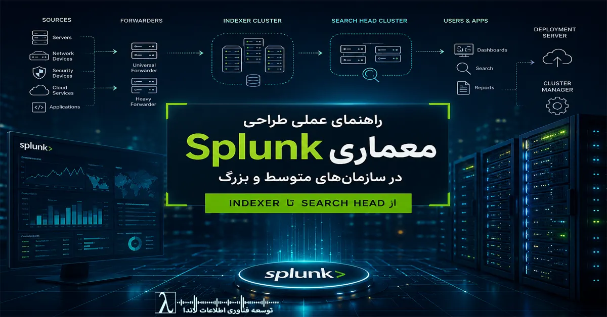 Splunk Architecture, Splunk Enterprise Architecture, طراحی معماری Splunk, معماری Splunk, Splunk Indexer Cluster, Search Head Cluster, Splunk Sizing, High Availability Splunk, Splunk Deployment, Universal Forwarder, Heavy Forwarder, Splunk Best Practices, Splunk Enterprise Deployment, طراحی زیرساخت Splunk, Splunk Capacity Planning, معماری Enterprise, Splunk SOC, Splunk Infrastructure, پیاده سازی Splunk, Splunk Scalability
